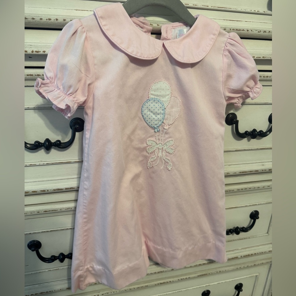 Pink Balloon Embroidered Toddler Birthday Dress